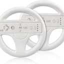 Xahpower Steering Wheel for Nintendo Wii and Wii U Remote Controller, 2 Pack Racing Wheels Games Accessories for Mario Kart (White)
