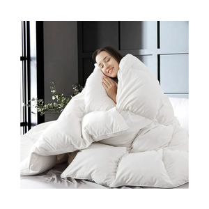 WhatsBedding Feather Down Fiber White Comforter, All Season Luxury Bed Comforter,Ultra Soft 100% Cotton Duvet Insert, Full Size 82"x86"