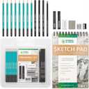 Drawing Set - Sketching and Charcoal Pencils - 100 Page Drawing Pad, Kneaded Eraser. Art Kit and Supplies for Kids, Teens and Adults, Sketch Set