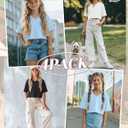 4 Pack Girls Crop Tops Teens Athletic Workout Tees Summer Loose Fit V Neck Short Sleeve T Shirts for Kids Ages 5-14
