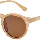 Gleyemor Vintage Polarized Sunglasses for Men Round Sunglasses UV400 Protection Retro Hand-crafted Acetate Frame (04 Champagne Frame/Brown Lens)