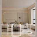 WAOWAO 71.65-85.03" Baby Gate Extra Wide Pressure Mounted Walk Through Swing Auto Close Safety Metal White Toddler Kids Child Dog Pet Puppy for Stairs,Doorways,Kitchen
