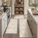 Hallway Washable Runner Rug - 2'6x12 Kitchen Rugs Entryway Rug Runner Vintage Soft Floor Mat Non Slip Indoor Farmhouse Carpet for Bathroom Living Room Bedroom (2'6''x12', Beige) 3Pcs, size 1 - 24"/35" ,2- 24"/60" , 3-24"/49", 4- 24"/70"