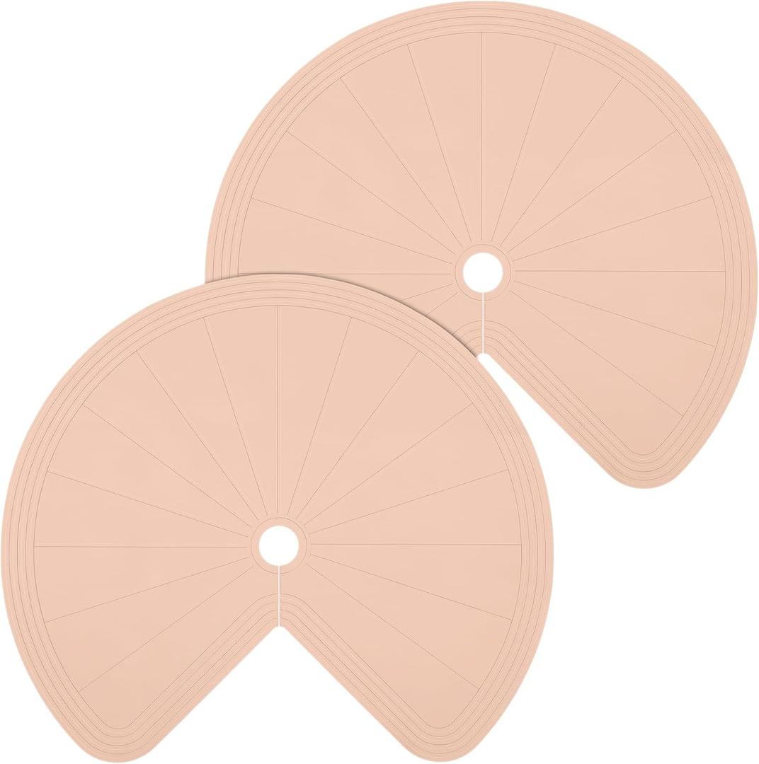 2 Pack 26 Inch Lazy Susan Shelf Liner Silicone Shelf Liner Non Adhesive Circle Kitchen Liners Non Slip Cabinet Liners for Drawer Refrigerator Cupboard Cabinet Organizers(Skin Color)