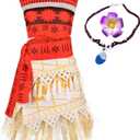 Tropical Island Princess Costume for Women, Hawaiian Adventure Dress with Necklace for Halloween Cosplay (Large)