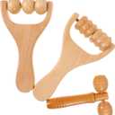 Ciieeo 1 Set 3Pcs Wooden Massage Roller Deep Tissue Massage Tool Multi-Functional Handheld Massager for Legs, Arms and Feet