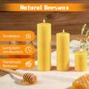 12 Pack Pure Beeswax Pillar Candles, 2x3/6/8 Inch, Natural Mild Honey Scent, Long Burning, Smokeless & Dripless for Home Decor & Prayer