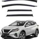 4pcs Smoke Tint with Chrome Trim Outside Mount Tape On/Clip On Style PVC Sun Rain Guard Vent Window Visors Compatible with 15-24 Murano