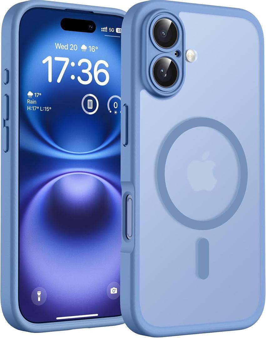 TOCOL for Phone 16 Case, Compatible with Magsafe Charger, Full Camera Protection, Drop Protection, Translucent Matte Phone Case for iPhone 16 6.1 inch (Light Blue)