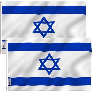 ANLEY Fly Breeze 3x5 Foot Israel Flag - Vivid Color and Fade proof - Canvas Header and Double Stitched - Israeli National Flags Polyester with Brass Grommets 3 X 5 Ft (2 Pack)