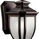 Kichler Salisbury 10.25" 1 Light Outdoor Wall Light with White Linen Glass in Rubbed Bronze