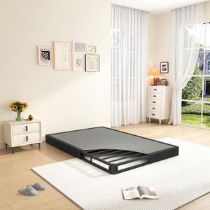 MAF 5 Inch Twin XL Box Spring and Cover Set, Low Profile Metal Box Spring 3500 lbs Black Heavy Duty Metal Mattress Foundation with BoxSpring Cover, No Squeaky, Easy Assembly