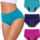 Incontinence Underwear for Women, 100ML Period High Waisted Leakproof Washable Protective Briefs for Postpartum Bladder Leak Cotton, 3 Pack (Large, Multicolor01)