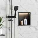 Neodrain Recessed Shower Niche with Light, 12"X12" Matte Black Stainless Steel Wall Niches with 3000K LED Light, NO Tile Needed for Bathroom Storage Waterproof Shelf, 12X12In