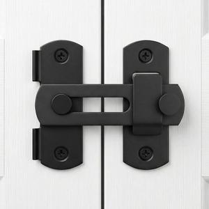 DOUBLE 2 C Barn Door Lock, Sliding Door Lock Hardware, Carbon Steel Door Latches for Cabinet, Closet, Window Door, Black