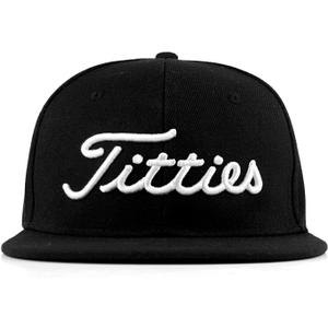 Titties 3D Golf Hat Snapback Cap PGA Flat Bill Brim (Large, Black)