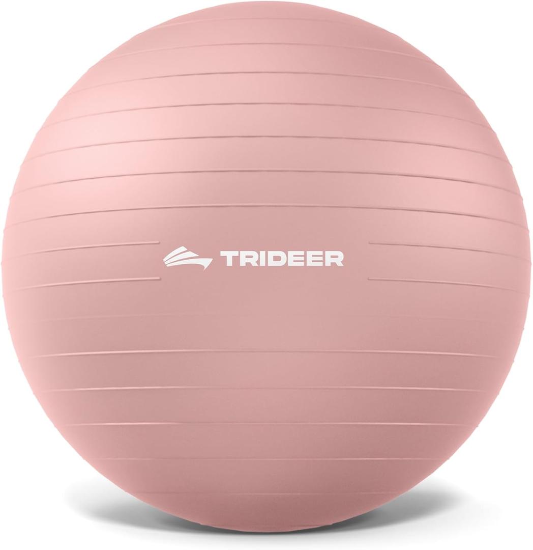Trideer Exercise Ball Yoga Ball,Office Seating & Balance Ball Chair, Stability Ball for Pilates, Physical Therapy,Core Training & Balance Improvement & Stretching (L(23-26ines/58-65cm), Blush Dawn Pink)