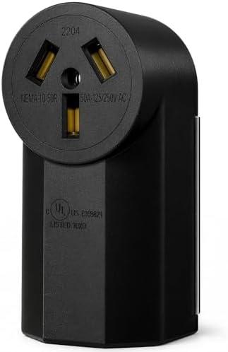 AIDA 50 Amp 125/250 Volt 10-50R 3-Pole, 3-Wire Surface Mount Power Dryer Receptacle Outlet, Back Wire, AL/CU, UL Listed, 030706