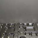 Fasmov 4 Pack Stainless Steel Rectangular Divided Dinner Tray, 6 Sections Stainless steel Metal Plate for Adults, Picky Eaters, Campers, and Portion Control