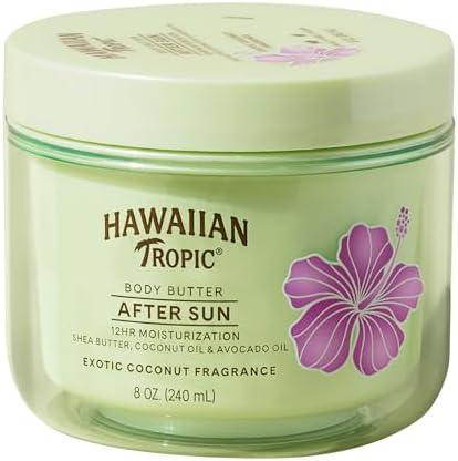 Hawaiian Tropic After Sun Body Butter with Coconut Oil, 8oz | Hawaiian Tropic After Sun Lotion, Beach Essentials, Summer Vacation Essentials, Tan Extender Lotion, Coconut Body Butter, 8oz