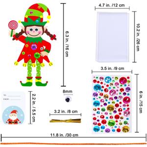 Winlyn 24 Sets Christmas Craft Kits Winter Crafts DIY Santa's Helper Elf Ornaments Decorations Arts Sets Elf Christmas Foam Stickers for Kids Holiday Festive Home Classroom Activities Party Favors