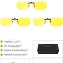 2 x Night Driving Glasses Clip On Night Vision Glasses, Anti Glare HD Polarized Yellow Lens Compact Fit Non-Flip Up