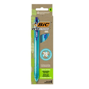 Bic Corporation RGLE4BE Ecolutions Gel Pen, Retractable, Medium 1 Mm, Blue Ink, Blue Barrel, 4/pack