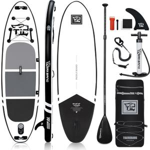 TIGERXBANG Inflatable Stand Up Paddle Boards 10'x 31" x 6" with Premium SUP Board Accessories, Allround Paddle Boards for Adults/ Kids, Defender Collection Black