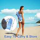LOTTAFUN 6.5ft Beach Umbrella - Heavy Duty Wind Resistant UV 50+ Portable Sun Shade with Sand Anchor & Carry Bag, Outdoor Folding Umbrella for Beach, Pool, Patio, Garden (Blue Stripe) No Tilt