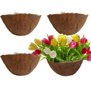 4PCS Coco Liner for Hanging Basket 24 Inch Round 100% Natural Planter Liner Replacement Plant Basket Liners Coco Fiber Liner for Garden Planters Coconut Coir Liner Flower Pot for Hanging Basket