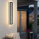 Modern Outdoor Wall Light,24W LED 3000K Black Exterior Lighting Fixture,23.6in Waterproof Acrylic Porch Sconce for Patio,Garage,Courtyard