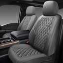 GEEYONTEK Premium Leather Car Seat Covers Front Pair,Universal Fit for Cars,Trucks&SUVs,Waterproof Car Seat Cushion,Full Coverage Car Seat Protector with 2 Seats,Grey