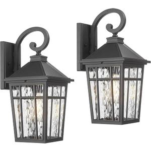 Darkaway 2pcs Large Outdoor Wall Lights for House, 18inch Exterior Lighting Fixtures Wall Mount Outdoor Porch Lights Black Outside Sconce Lights with Water Ripple Glass for Patio Garage Hallway