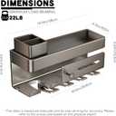 iumulinrui Wall Mounted Bathroom Organizer Shelf with Hair Dryer Holder  Aluminum Alloy Storage Rack for Makeup, Skincare, and Toiletries  No Drilling, Rustproof, Modern Design