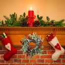 6 Pieces 9" Mini Christmas Wreaths for Kitchen Cabinet Small Christmas Candle Rings Eucalyptus Wreath Pillar Candle Rings Table Centerpieces Hanging Garlands for Front Door Window Decor (Red Berry)