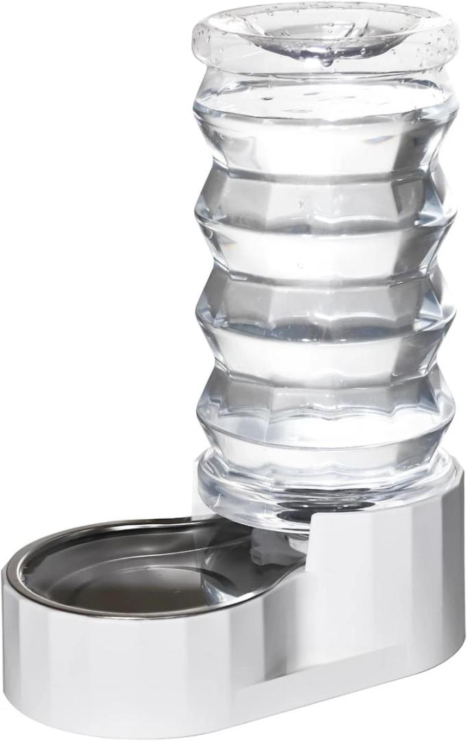 Sfozstra Large Gravity Dispenser for Dogs: 8L White Automatic Stainless Steel Water Bowl Waterer - Great for Family Homes and Outdoor Activities