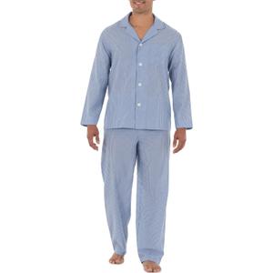 Fruit of the Loom Men's Long Sleeve Broadcloth Pajama Set (Medium)