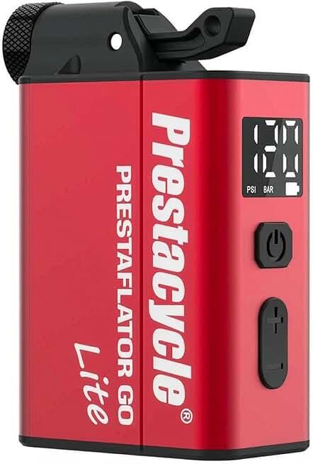 Prestaflator GO Lite – Portable Digital Bicycle Tire Inflator | Rechargeable USB-C Pump with Preset Pressure | Compact 133g Aluminum Design | Presta & Schrader | 4–120 PSI Precision | Brushless Motor