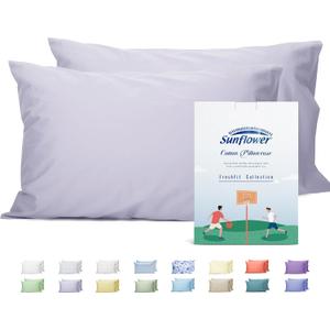 Sunflower King Pillowcases Set of 2, 100% Cotton King Size Pillow Cases 2, 2040 inches Light Purple, Soft and Breathable