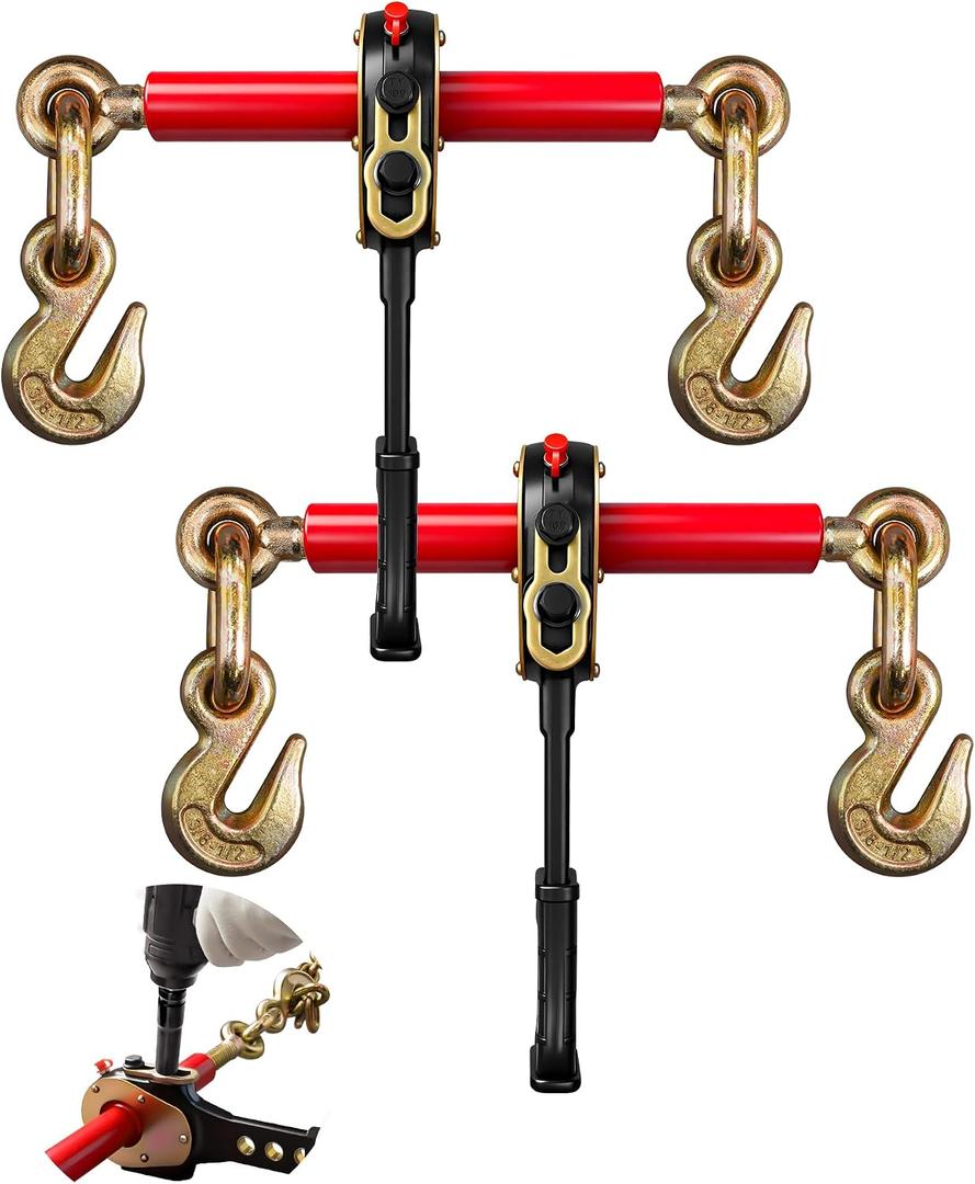 Impact Wrench Ratchet Binders (2-Pack) - for 3/8" & 1/2" Chain, 9200 lbs WLL | Heavy-Duty Cargo Tie-Down & Load Securement