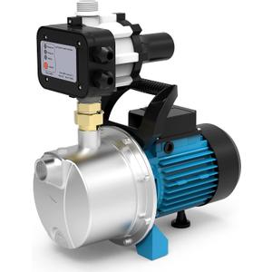 LEO 1.5 HP Water Pressure Booster Pump for Home with Smart Controller Automatic, 1200 GPH Self-Priming Shallow Well Jet Pump 110V, 164 FT Garden Sprinkler Water Transfer Pump Stainless Steel