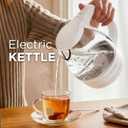 OVENTE Electric Kettle, 1.5L Borosilicate Glass Countertop Water Heater and Boiler for Coffee or Tea, BPA-Free, Auto Shut-Off, Boil-Dry Protection, Removable and Washable Spout Filter, White KG83W
