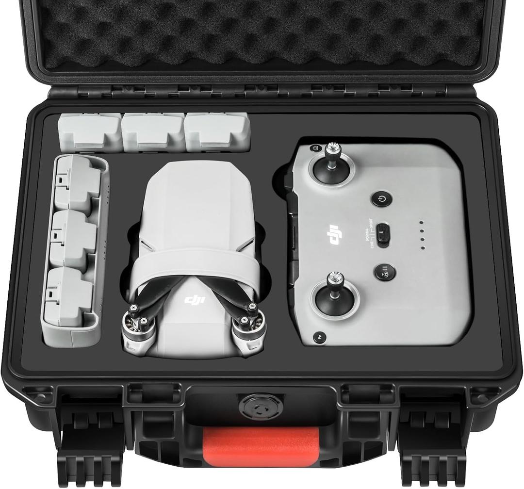 Drone Case for DJI Mini 4K: Waterproof Hard Travel Cases with Custom Foam for DJI Mini 2 /2 SE Fly Combo, Large Carrying Box for Drone, Batteries, Charger, Cable, Propeller & Accessories (Case Only)