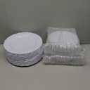 U-QE 100 Pieces White Disposable Plates - Premium Hard Plastic Plates for Wedding and Party Use Including 50 Dinner 10.25 '' & 50 Dessert 7.5 '' Plates