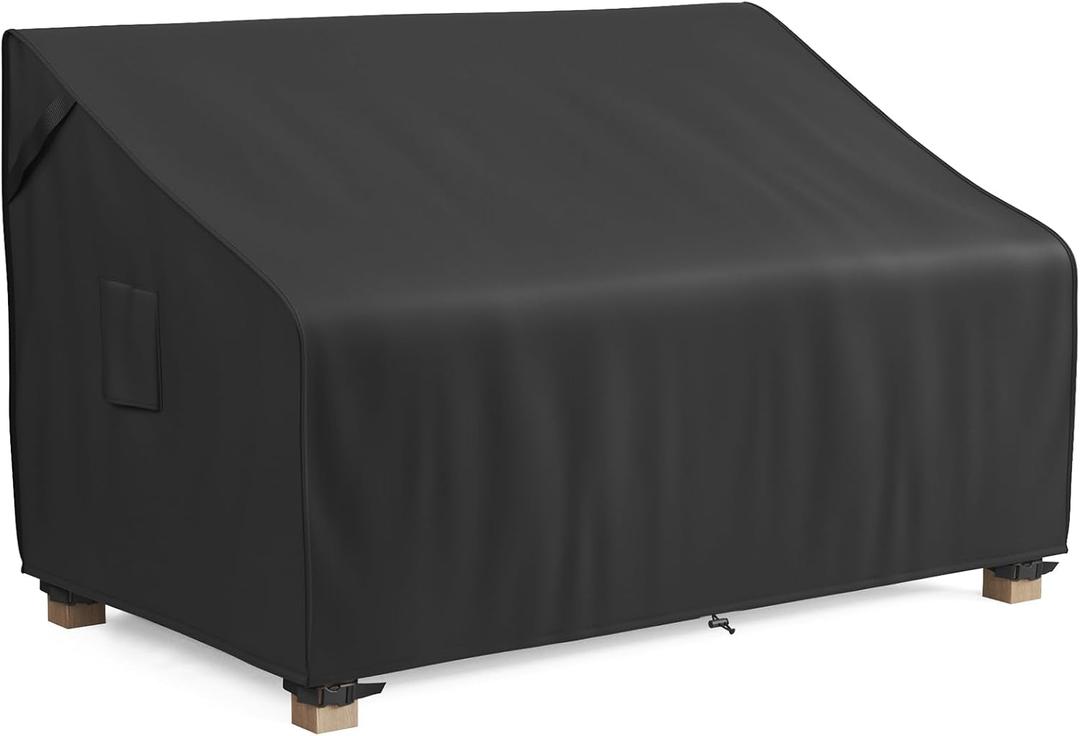 MR.COVER 2-Seater Patio Loveseat Cover, Patio Furniture Covers Waterproof, Fits up to 60W x 35D x 35H inches, with Air Vent and Handles, Black