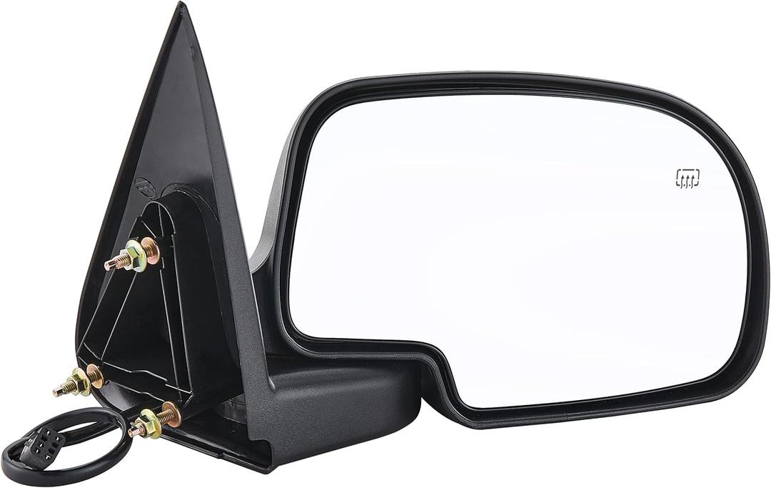Side View Mirror Replacement Fit for 1999-2002 Chevy Silverado 1500 2500 HD 3500 HD,GMC Sierra 1500 2500 HD,GMC Yukon/Yukon XL 1500 Black Power Adjusted Heated Manual Folding Passenger Side