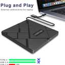 External CD/DVD Drive for Laptop, USB C/3.0 CD Burner,DVD Player for Laptop, Compatible with MacBook, iMac, Windows 11/10/8/7/XP/Linux laptops and PCs,Portable CD Reader with Carrying case