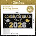 5 x 2026 Graduation Party Plastic Backdrop - 65" x 32.7" Congrats Grad Banner in Black, Large Class of 2026 Decorations, Photography & Grad Party Supplies
