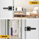 HOSOM Matte Black Door Handles Interior Passage Door Handle for Closet and Hallway Doors Square Non-Locking Door Lever Knob Lock Modern Reversible for Left or Right Handing, 6 Pack