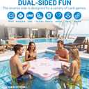 Large Floating Mahjong Table for Pool, Double Sided Waterproof Floating Pool Tray for Mahjong, Poker, Cards, Dominoes Scrabble, Water Game Table with Cup Holders for Hot Tub, Beach, Backyard Parties, 32 inches
